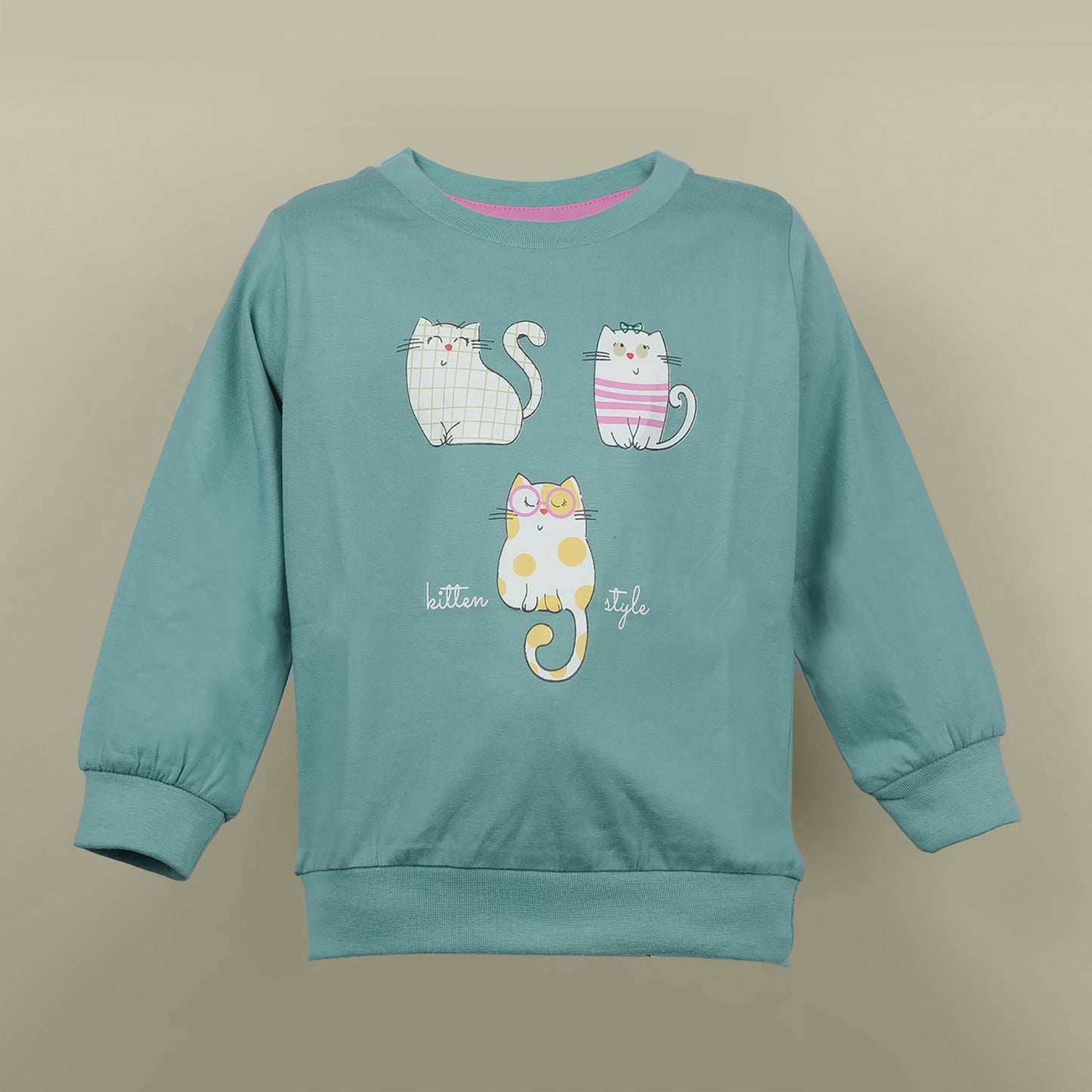 Sea Green Style Set – Pink Rabbit Girls’ T-Shirt & Jogger Combo