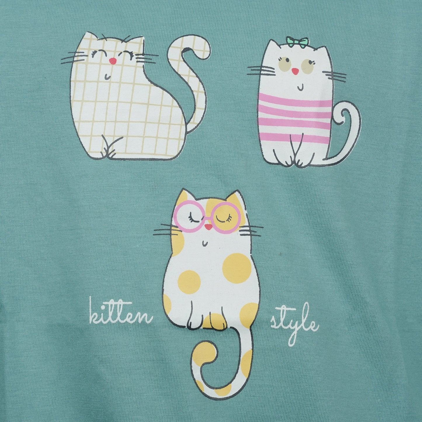 Sea Green Style Set – Pink Rabbit Girls’ T-Shirt & Jogger Combo