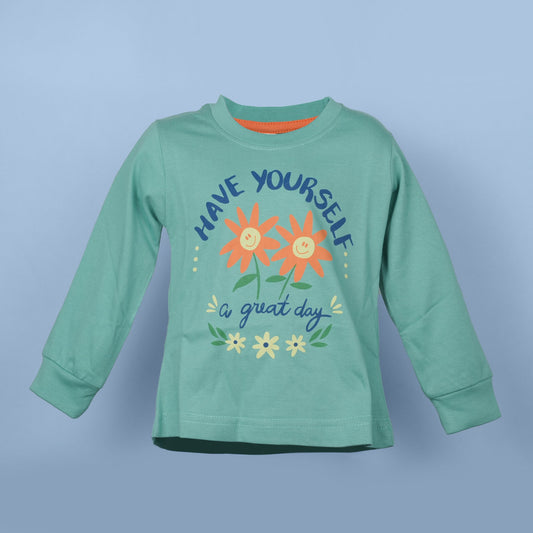 Big Premier Girl's Sea Green 'Great Day' Full-Sleeve Top
