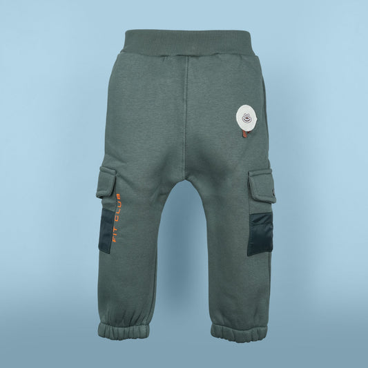 Baby Loon Boy's Warmth+ Sea Green Cargo Pants (Applique)