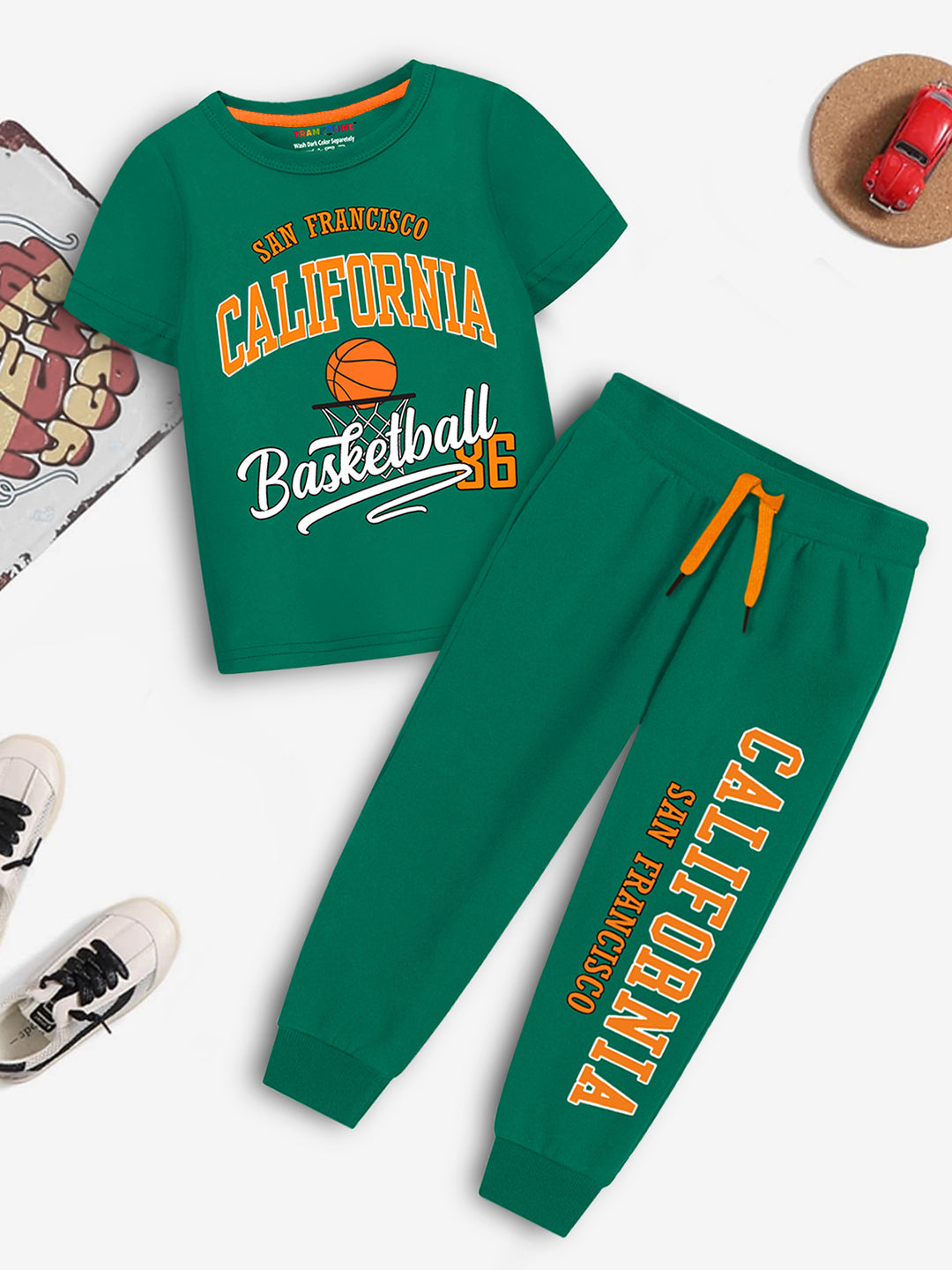 Trampoline Boy's Sea Green 'SAN FRANCISCO' T-Shirt & Track Pant