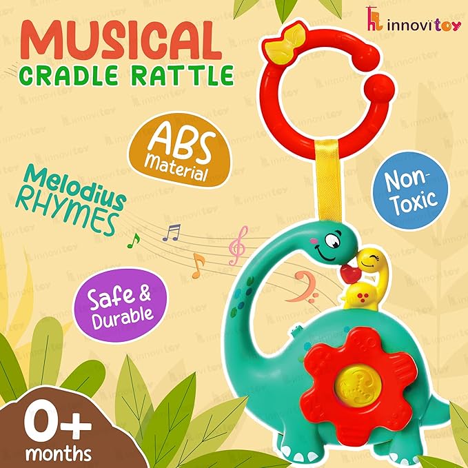 Innovitoy Musical Cradle Rattle – 4 Rhymes, Light-Up, BPA-Free – Newborn Baby 0–6M – Made in India