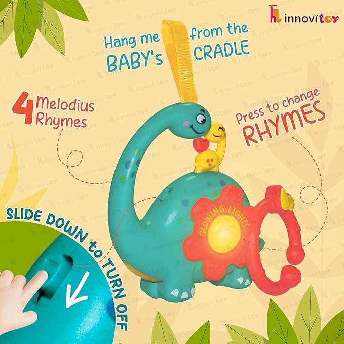 Innovitoy Musical Cradle Rattle – 4 Rhymes, Light-Up, BPA-Free – Newborn Baby 0–6M – Made in India