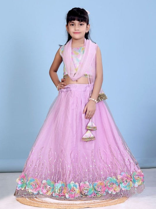 Dance & Dream in Mauve – Twirly Tulle Lehenga with Pretty Lace Choli by Satyam Fab
