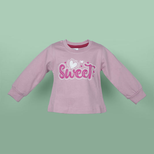 Big Premier Girl's Mauve 'Sweet' Placement Print Top