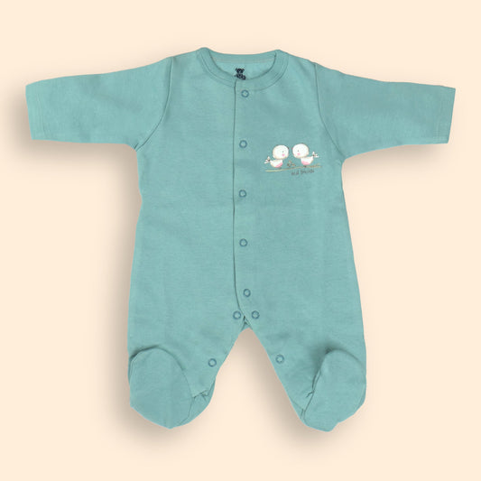 I-Bears Cuddly & Cute Aqua Blue Soft Cotton Bodysuit – Charming Print, Full-Length Comfort Fit, For Little Ones