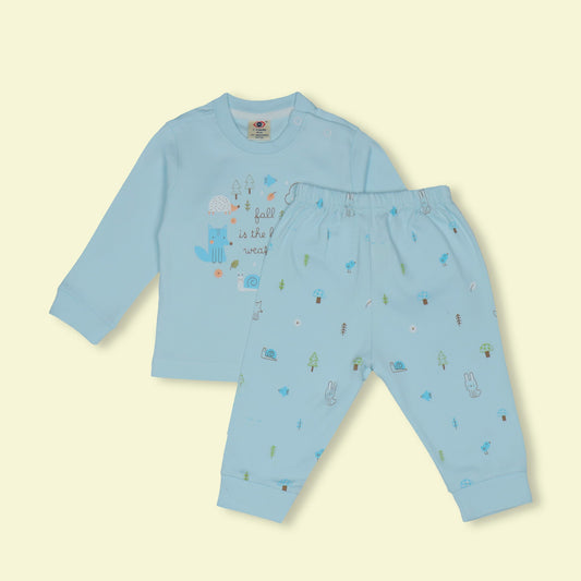 Cozy Creatures PJs by Zero: Fall's Warmest Hug in Aqua Blue