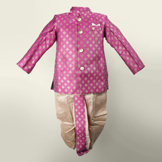 Tradition Boys’ Maroon Dhoti Kurta Set