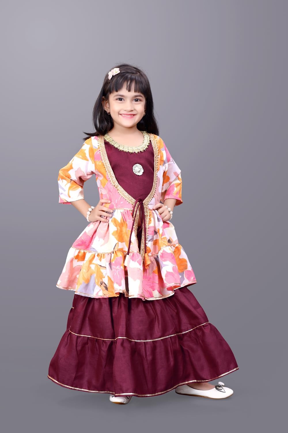 Happy Hearts Fest: Maroon Lehenga, Pretty Koti, Endless Festival Smiles!