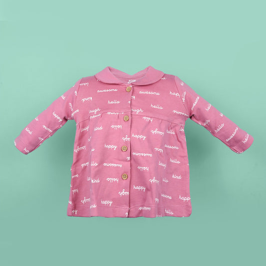 Pink Rabbit Girl's Maroon Peter Pan Collar Frock