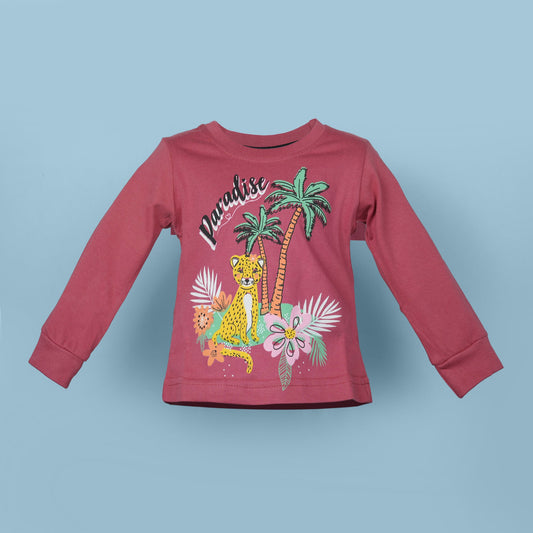 Big Premier Girl's Maroon 'Paradise' Full-Sleeve Top