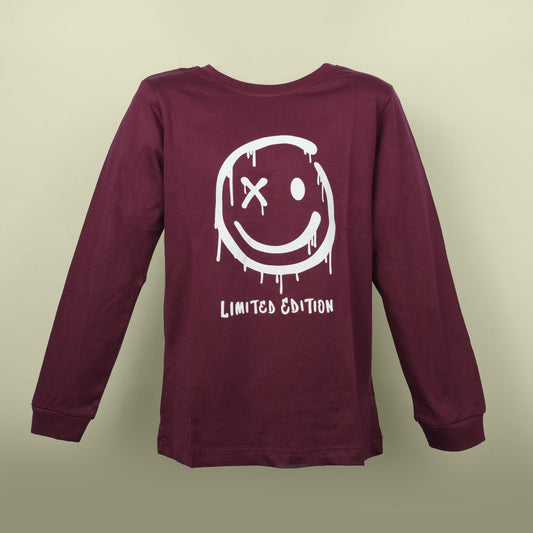 One of a Kind Tee – Ollypop Boys’ Maroon Full Sleeve Graphic Cotton Blend Top