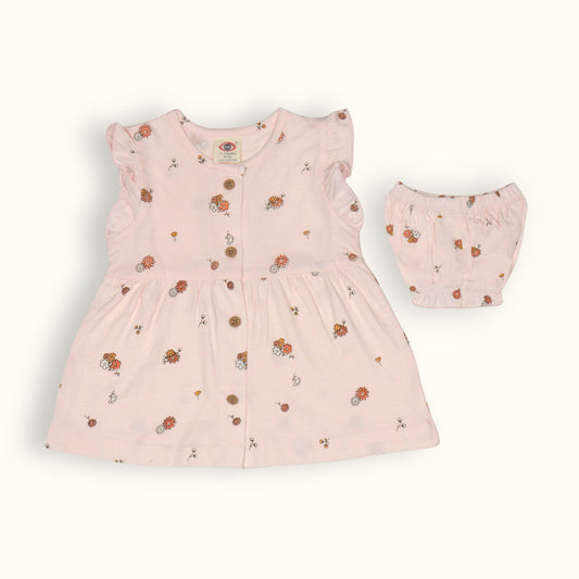 Zero Girls' Sweet Summer Bloom Frock Set Light Pink Floral Cotton Magic!