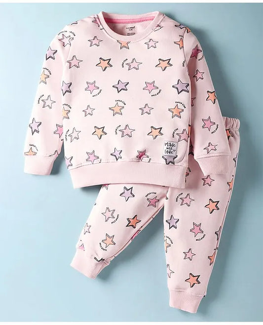 Little Star Snuggle Set – Soft Pink Cotton Sweatshirt & Joggers for Cozy Cuddles!