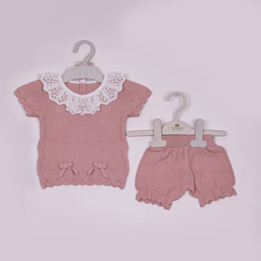 Toffyhouse Girls'  Cotton T-Shirt & Shorts Set – Half Sleeves, Back Button Closure
