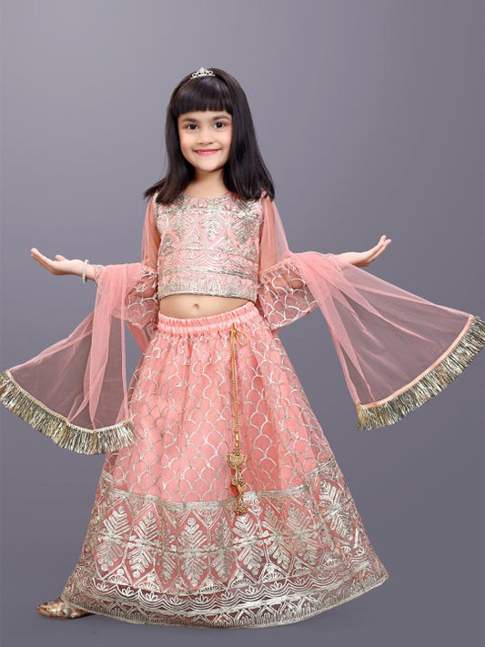 Little Diva’s Pink Party Parade – Embroidered Lehenga Choli for Joyful Celebrations