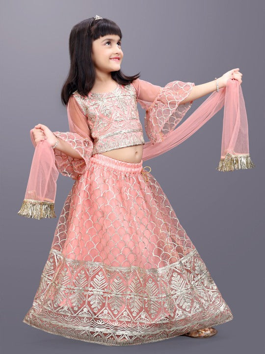 Little Diva’s Pink Party Parade – Embroidered Lehenga Choli for Joyful Celebrations