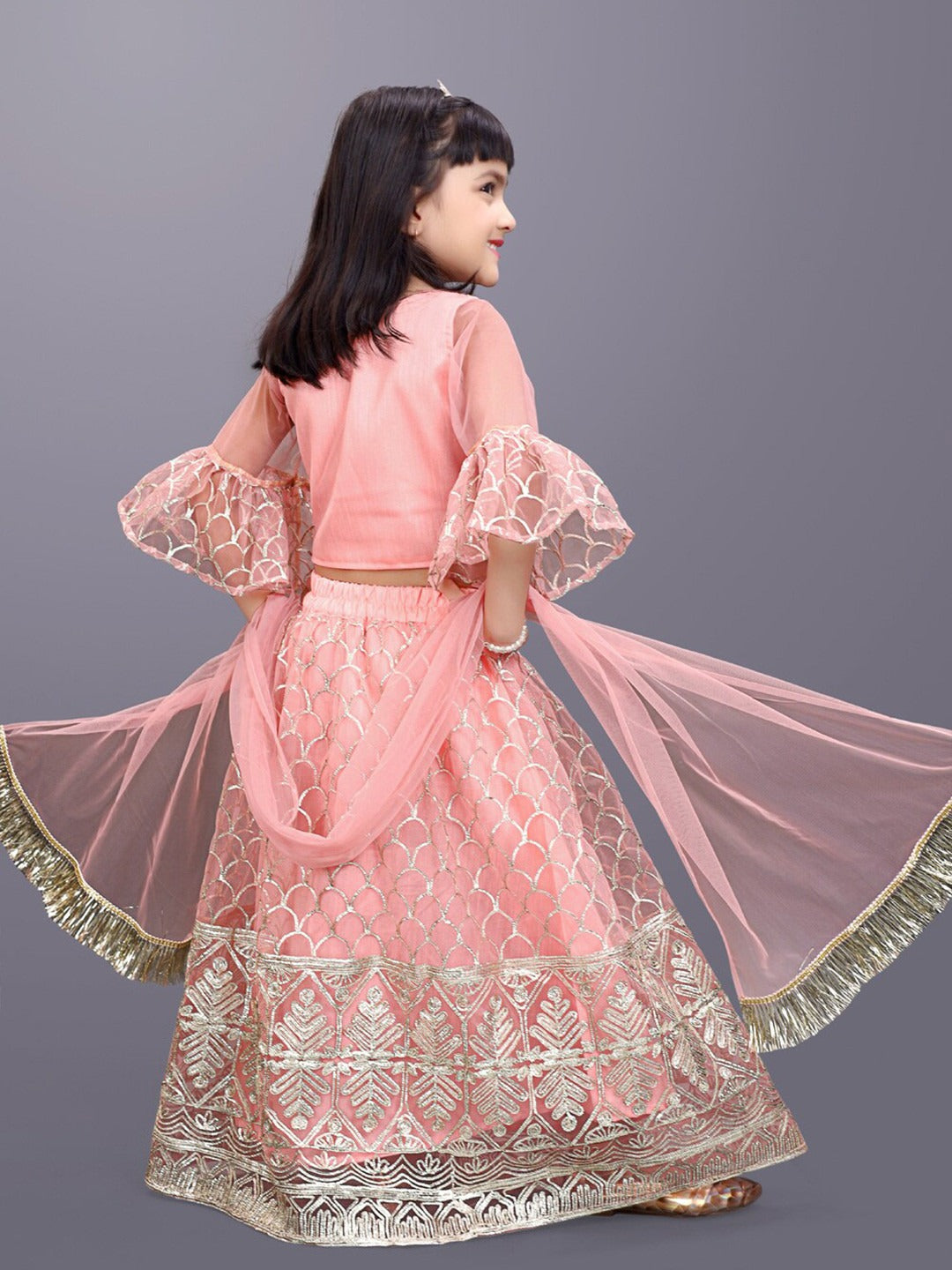 Little Diva’s Pink Party Parade – Embroidered Lehenga Choli for Joyful Celebrations