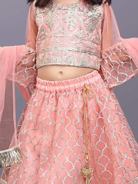 Little Diva’s Pink Party Parade – Embroidered Lehenga Choli for Joyful Celebrations