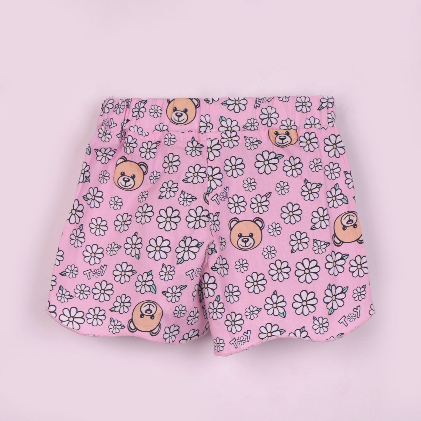 Baby's Day girls’ summer set: striped shorts, teddy applique, and easy back buttons!