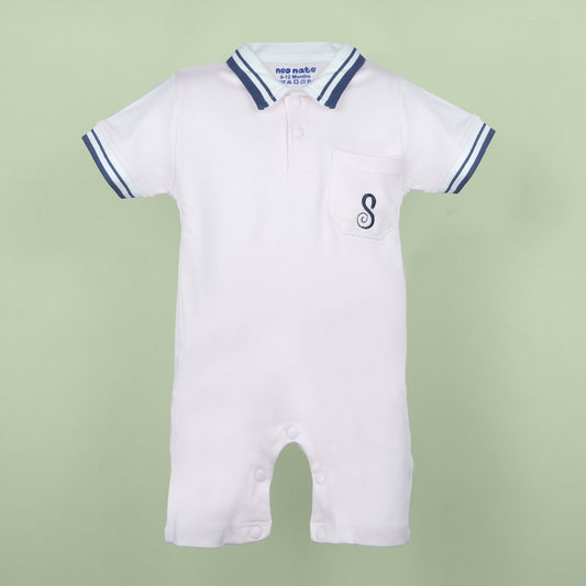 Breezy & Playful: Neo Nate Boys Light Pink Knee-Length Romper with Embroidery