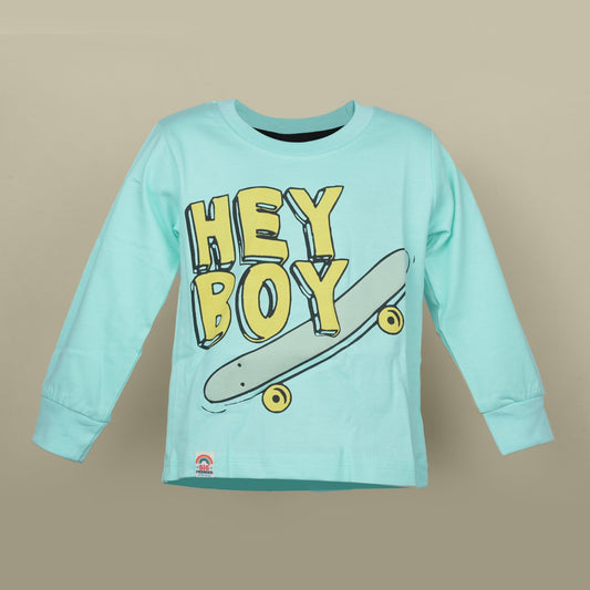 Hey Boy Tee – Big Premier Neon Green Full Sleeve Cotton T-Shirt