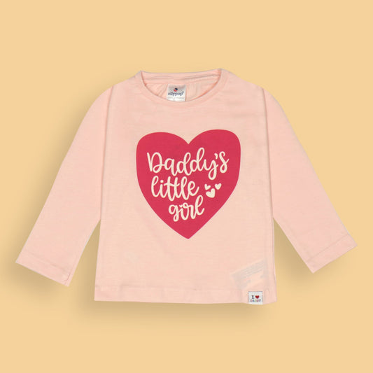 Ollypop Girl Baby Pink 'Daddy's Little Girl' Placement Print Cotton Full Sleeve T-Shirt