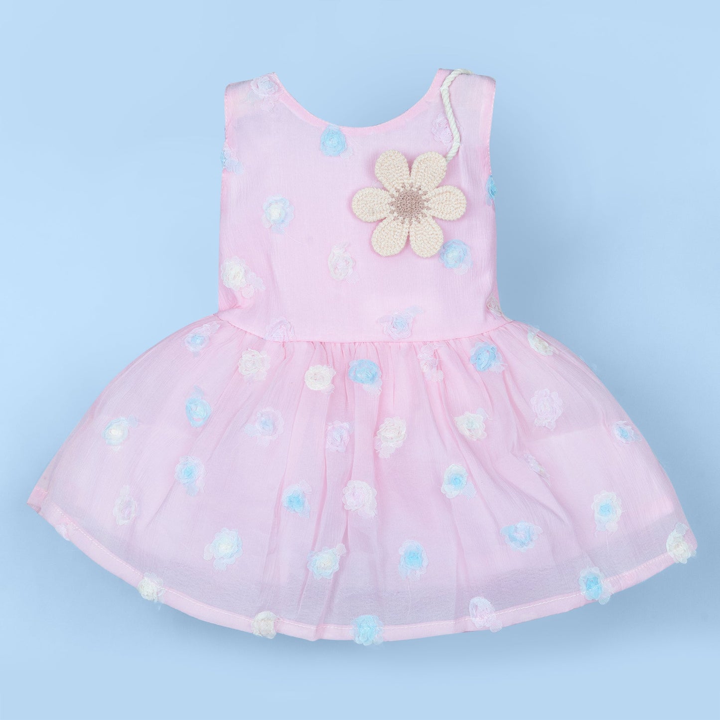 Pretty in Pink: Orrigany Sleeveless Embroidered Frock for Party & Outdoor Fun