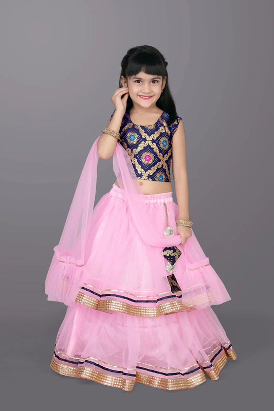 Festival Fun in Pink & Blue – Satyam Fab Little Diva’s Dream Lehenga Set
