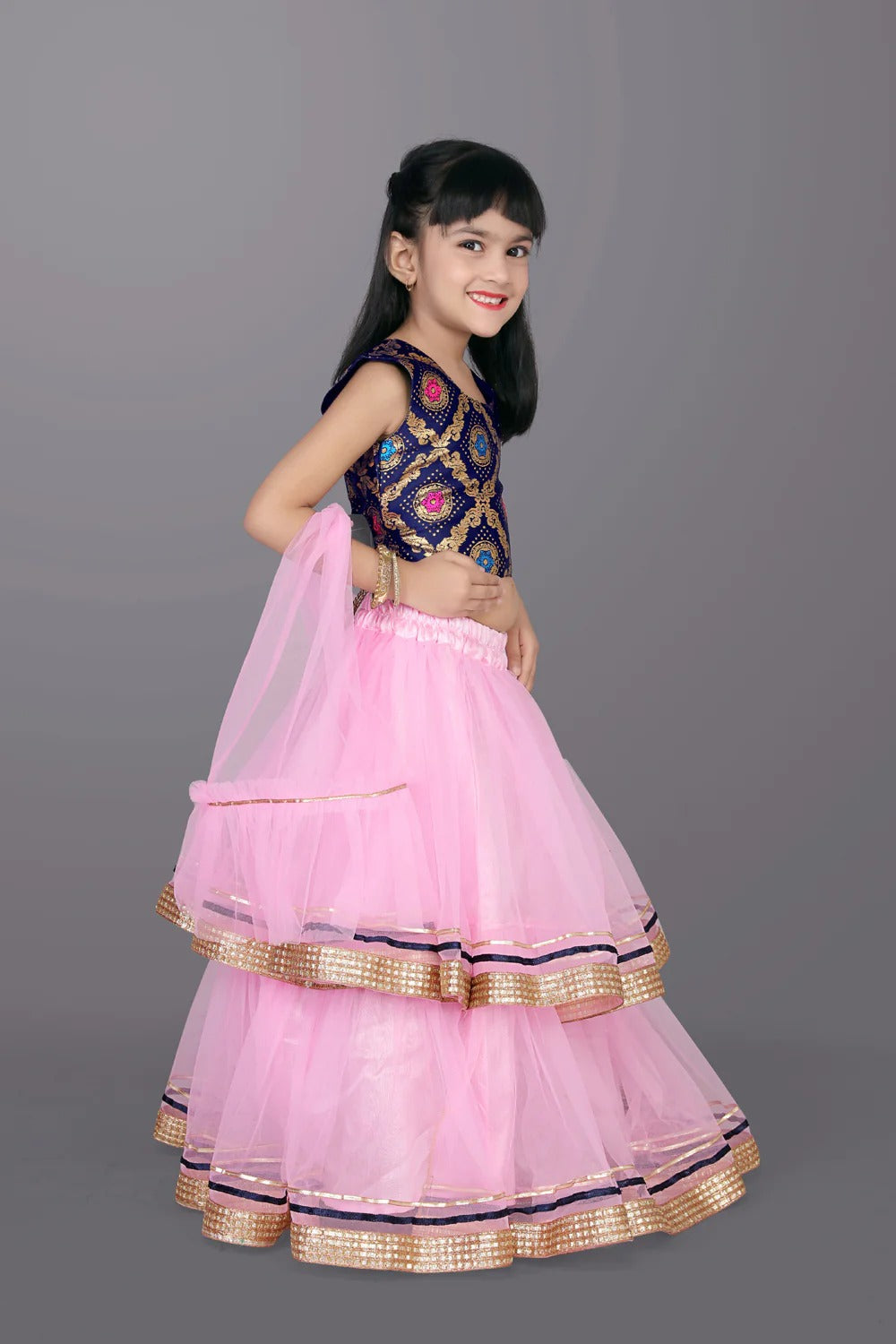 Festival Fun in Pink & Blue – Satyam Fab Little Diva’s Dream Lehenga Set