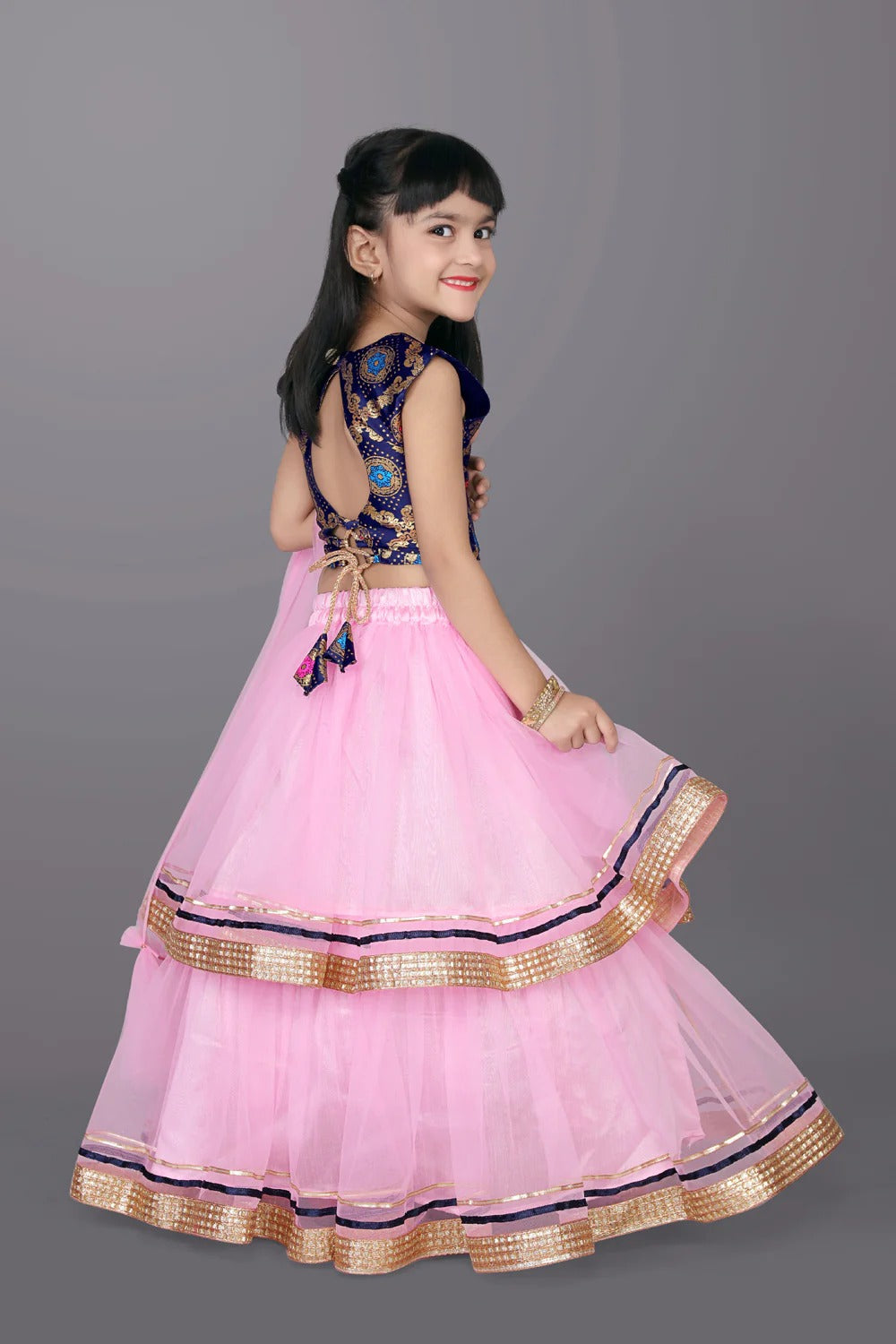 Festival Fun in Pink & Blue – Satyam Fab Little Diva’s Dream Lehenga Set