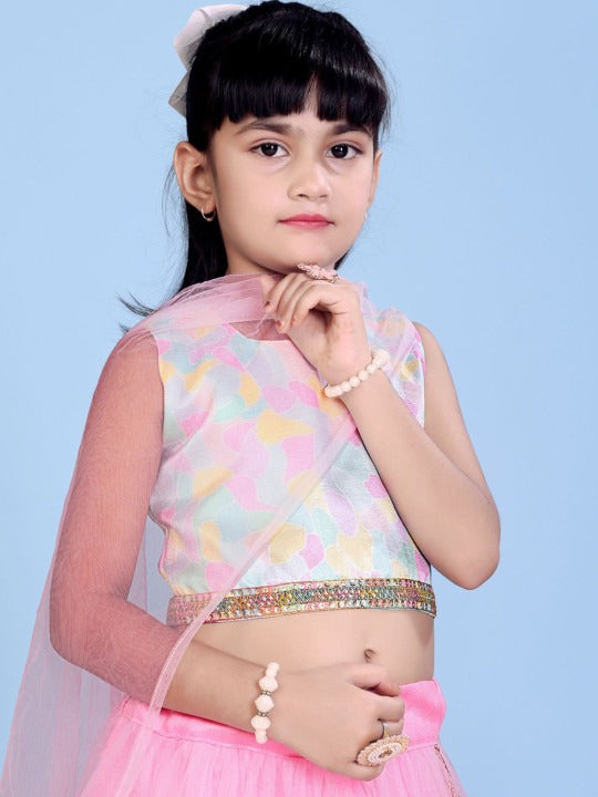 Pink Perfection: Satyam Fab Baby Pink Lehenga Choli with Charming Lace Detail