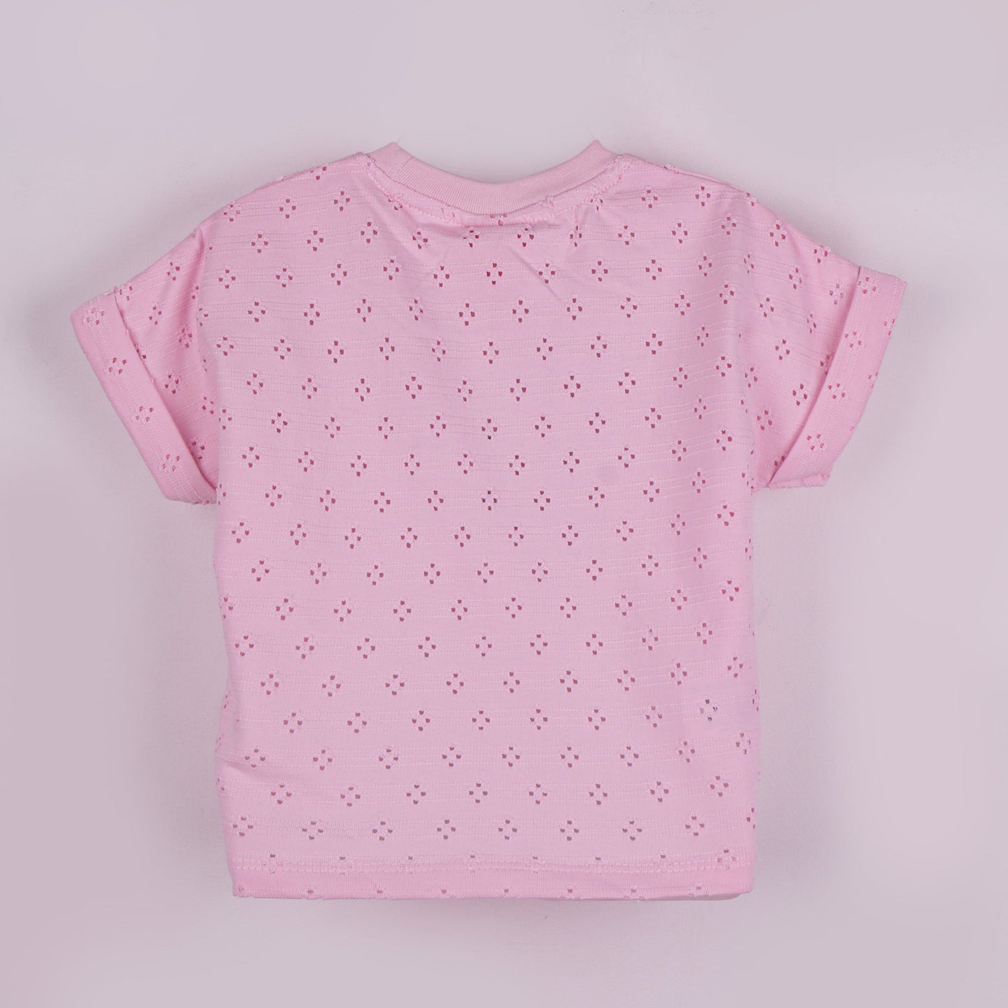 Playful & Sweet – Girls’ Pink Cotton Applique T-Shirt