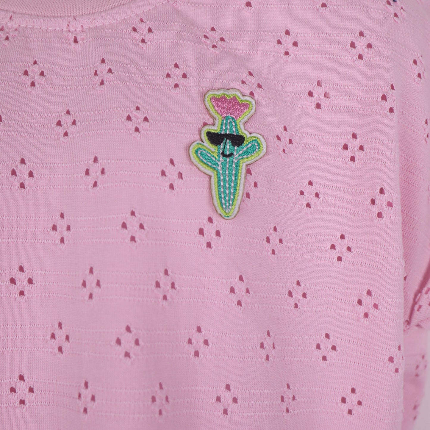 Playful & Sweet – Girls’ Pink Cotton Applique T-Shirt