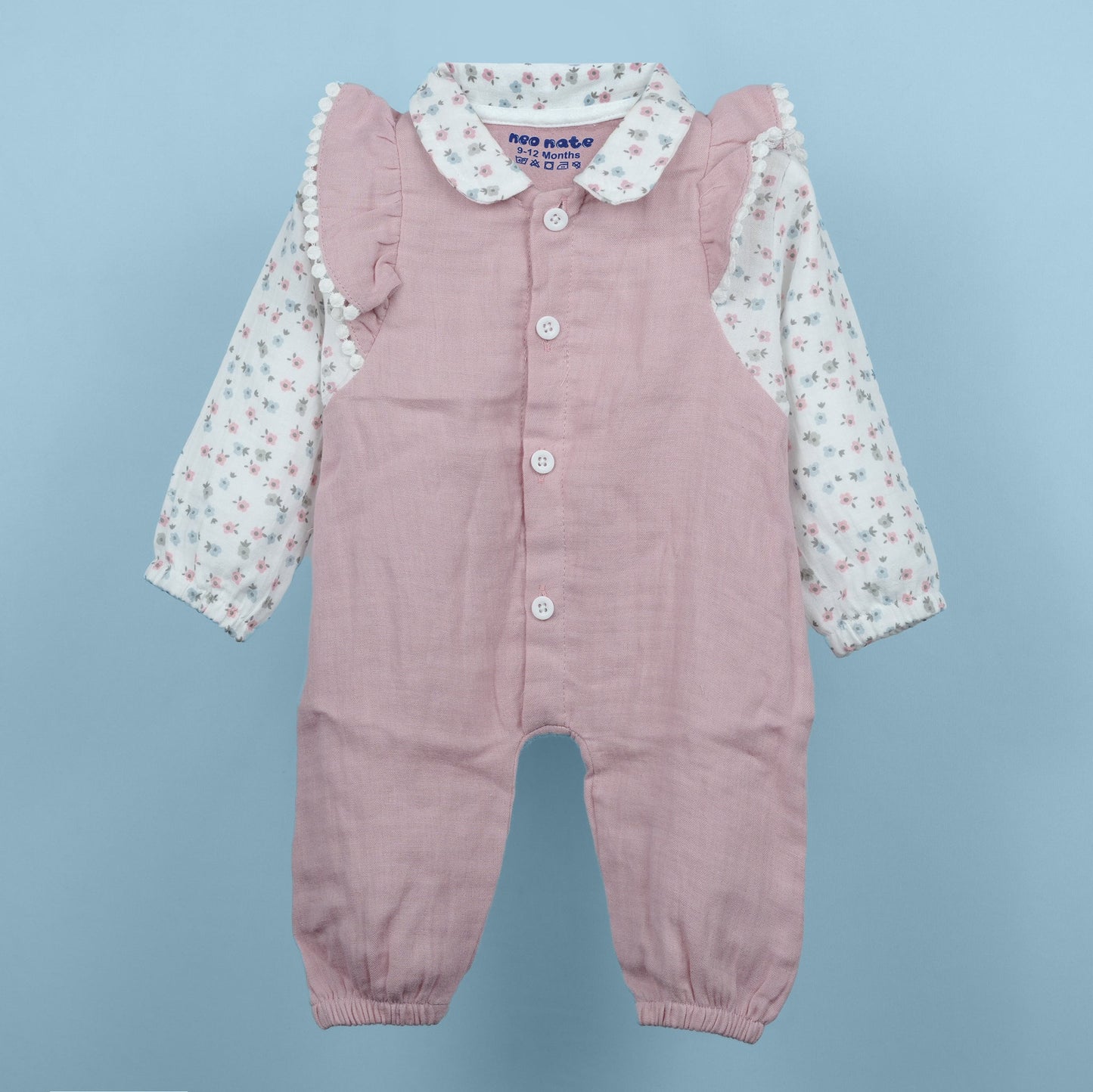 Little Grace – Neo Nate Girls’ Baby Pink Cotton Romper