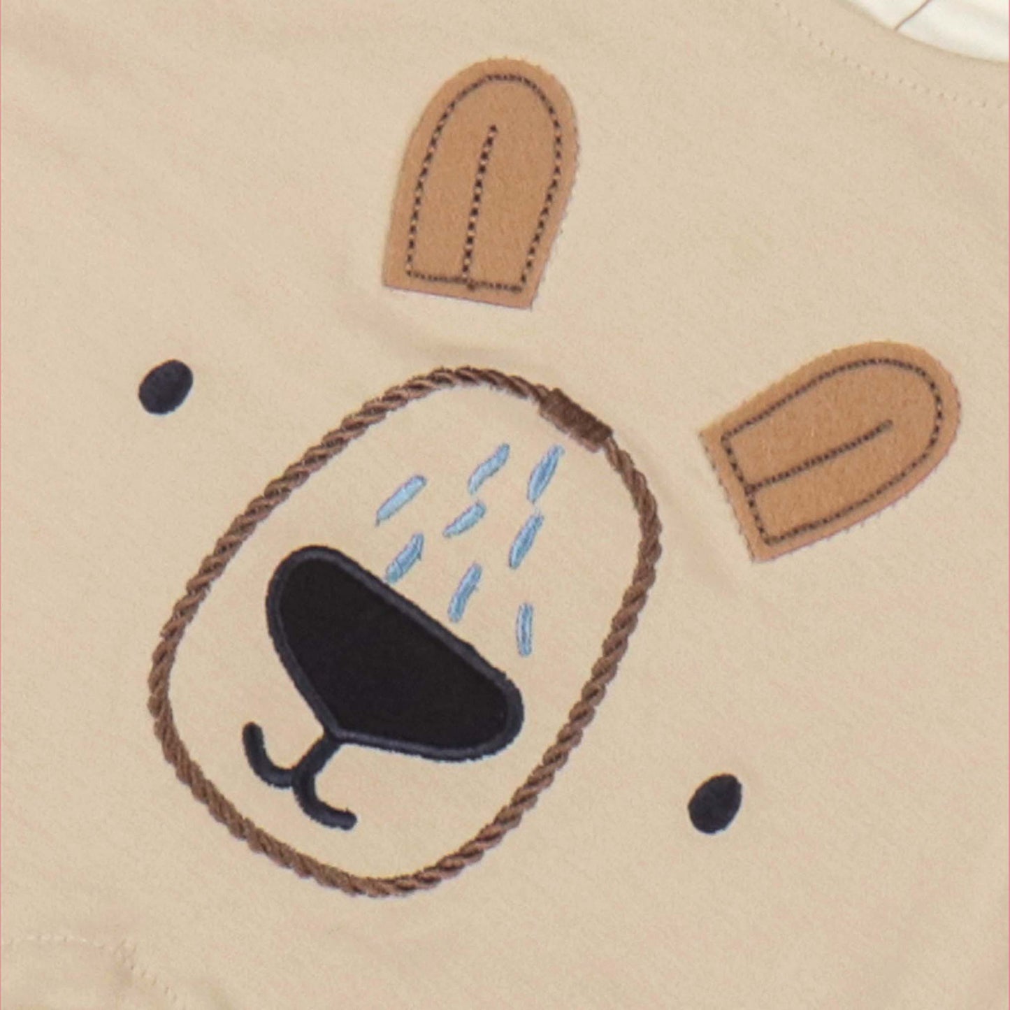 Ollypop Cream Teddy Print Baby Romper – Soft Sinker Fabric, Half Sleeves & Snap Buttons