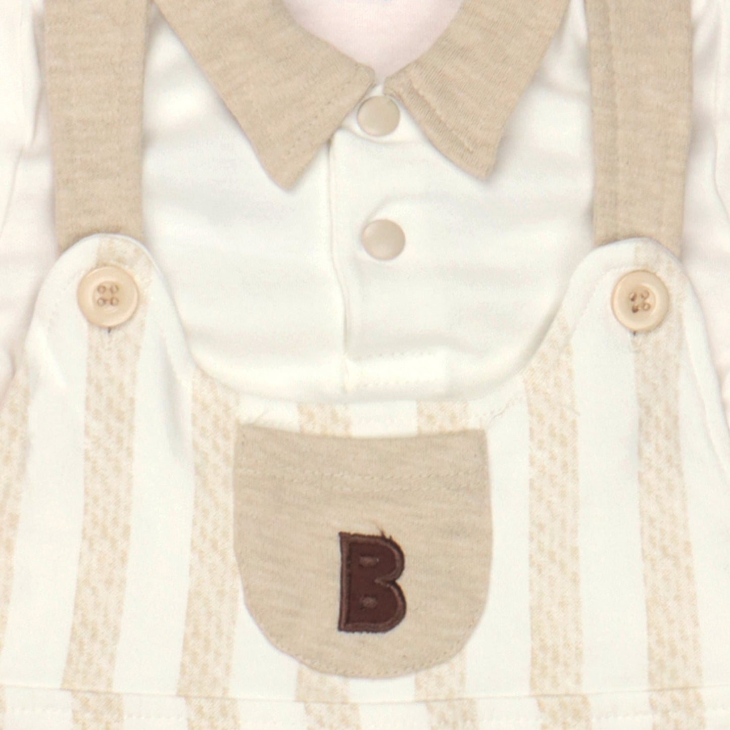 Neo Nate Featherlite Interlock Cream Dungaree – Short Sleeves, Polo Neck, Mid-Thigh, Cute Car Embroidery