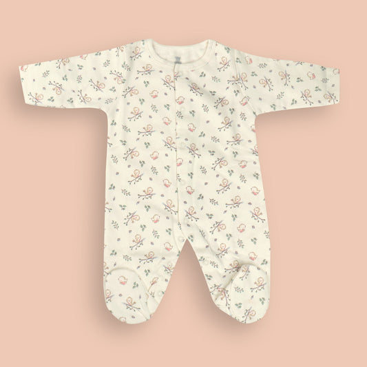 I-Bears Adorable Cream Bodysuit – Unisex Soft Cotton, Full Length with Button Closure, Cozy Everyday Wear