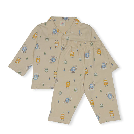 Zero Cuddly Bots: Cozy Creamy Night Pyjama Set