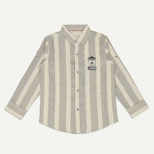 Jash Kids Boys’ Cream Checked Cotton Blend Full Sleeve Shirt – Formal & Party