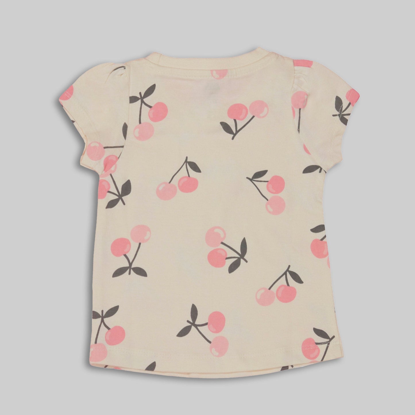 Pink Rabbit Girls Cream Cotton All Over Print Cap Sleeve T-shirt