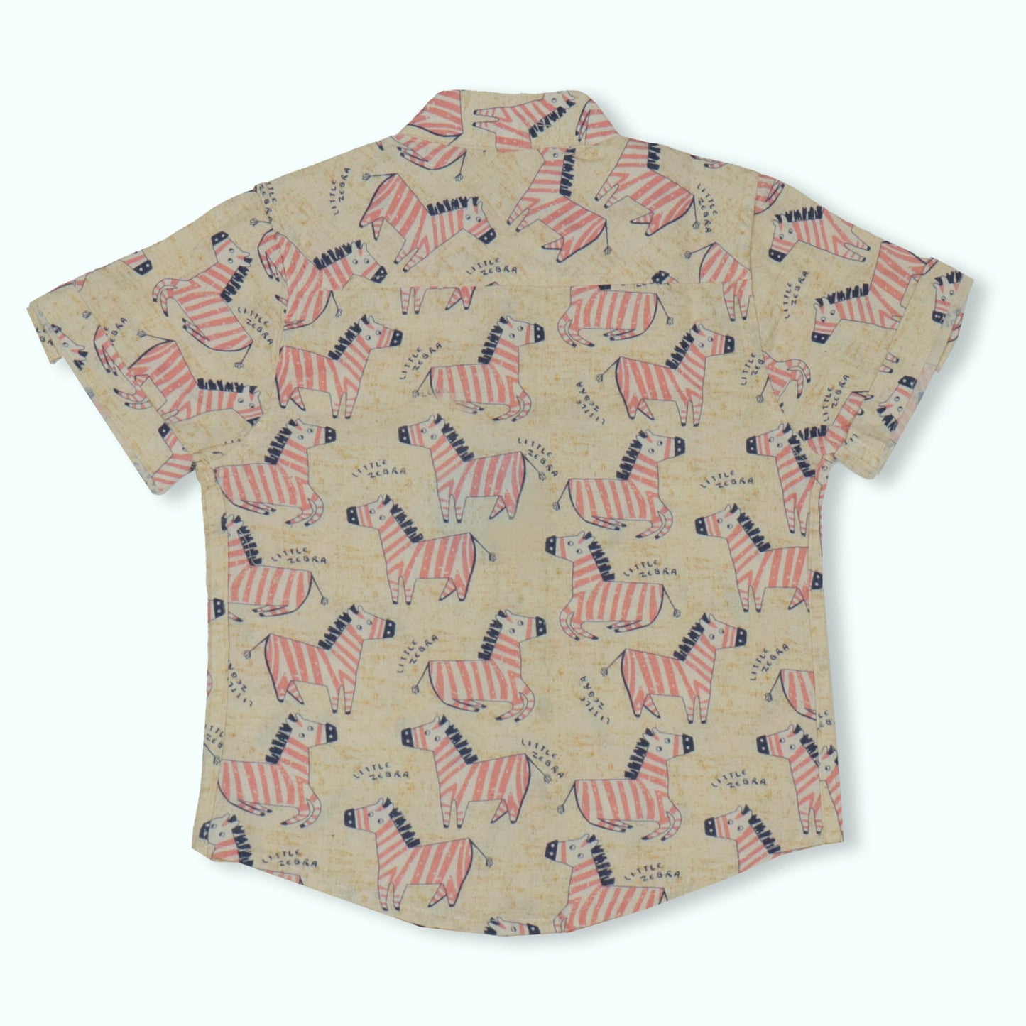 Dew Drop Boys' Mandarin Collar Shirt with Zebra Print – Soft Fabric, Half Sleeves, Summer Essential (Cream)