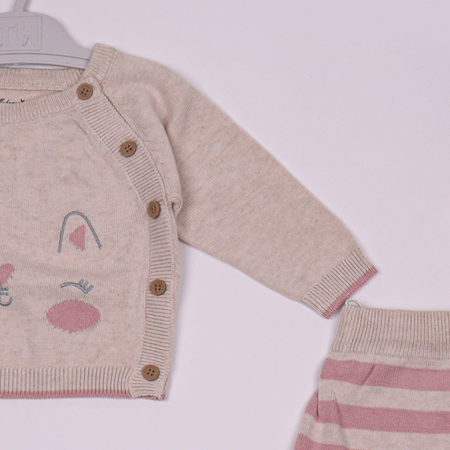 Toffyhouse Winter Sweater Set – Cotton Cat Print Sweatshirt with Full-Length Knitted Pants