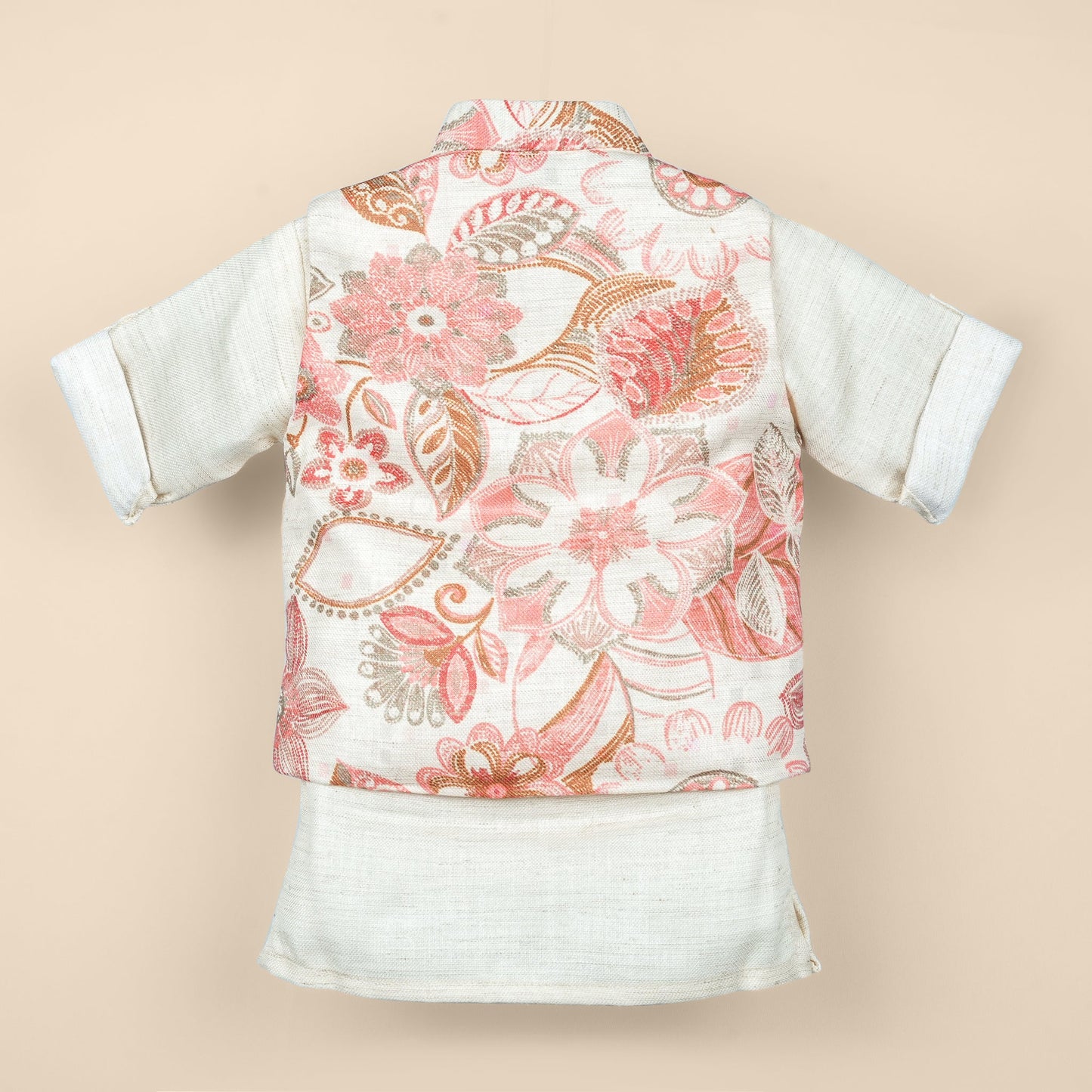 Little Prince Vibes: Aureate Cream Kurta, Pyjama & Jacket for Festival Fun