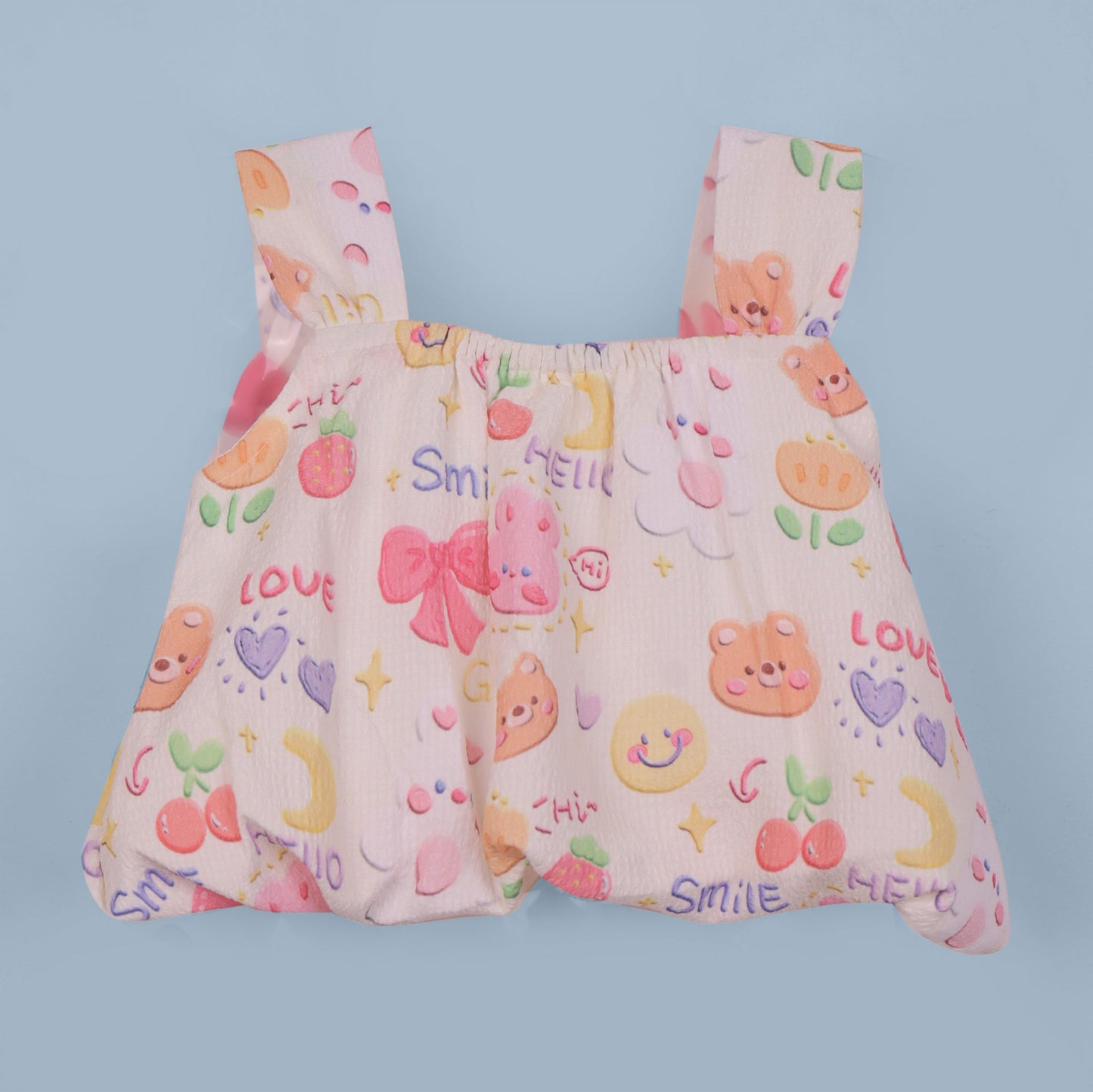 Stylish Cute & Comfy Cream Top with Bow Detail & Elasticated Shorts