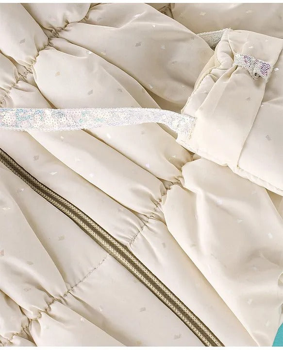 Winter Sparkle – Girls’ Cream Quilted Jacket & Sling Bag Set