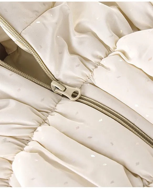 Winter Sparkle – Girls’ Cream Quilted Jacket & Sling Bag Set