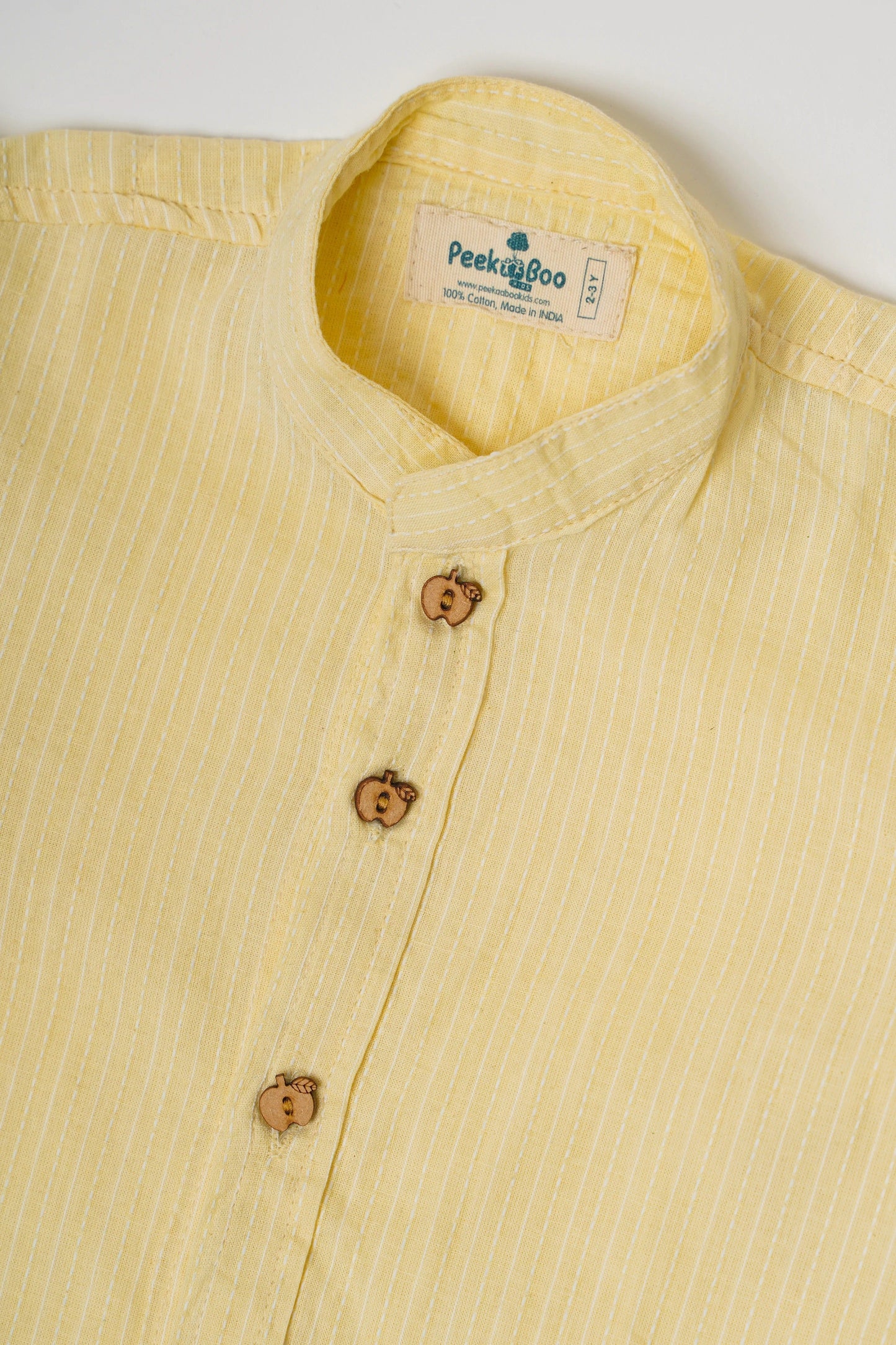 Peekaboo Boy’s Cream Solid Shirt & Comfortable Striped Cotton Pants
