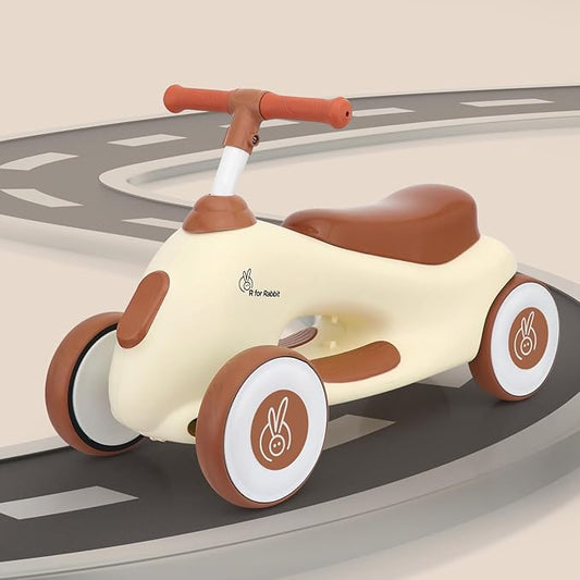 R for Rabbit Speedster Zoomy Push Ride-On for Baby Wide TPE Wheels with Ergonomic & Comfortable Seat Non Slip Footrest for 1 to 4 Years Kids 20 Kgs Weight Capacity (Cream Brown)