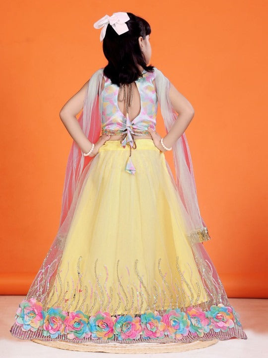 Color Splash Celebration: Satyam Fab Multicolor Choli & Lemon Lehenga for Festival Fun